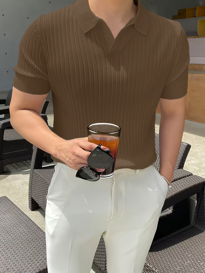 Maxwell | Ribbad Öppen-Krage Polo T-shirt