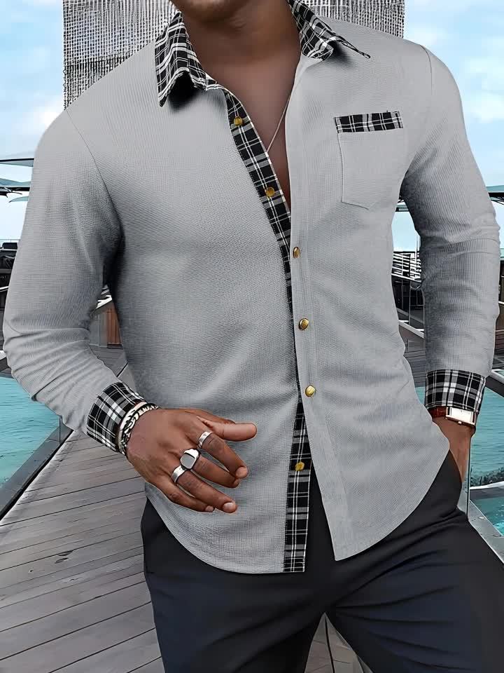 Curtis | Texturerad Skjorta med Kontrastkanter