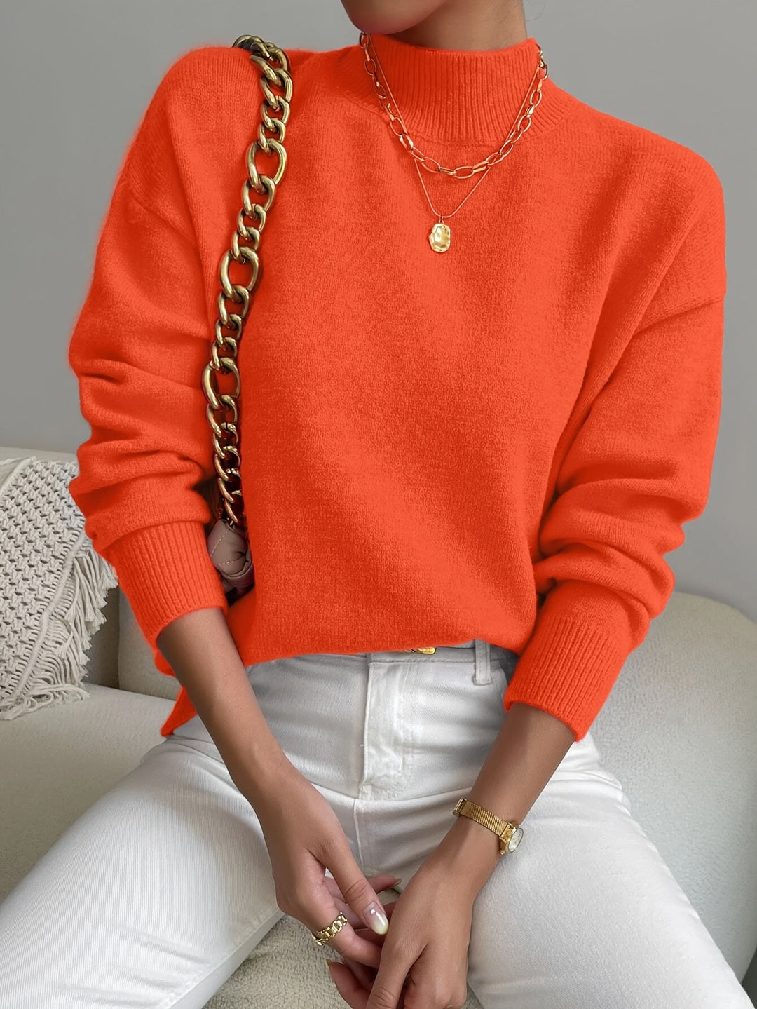 Simone | Avslappnad Mock Neck Jumper