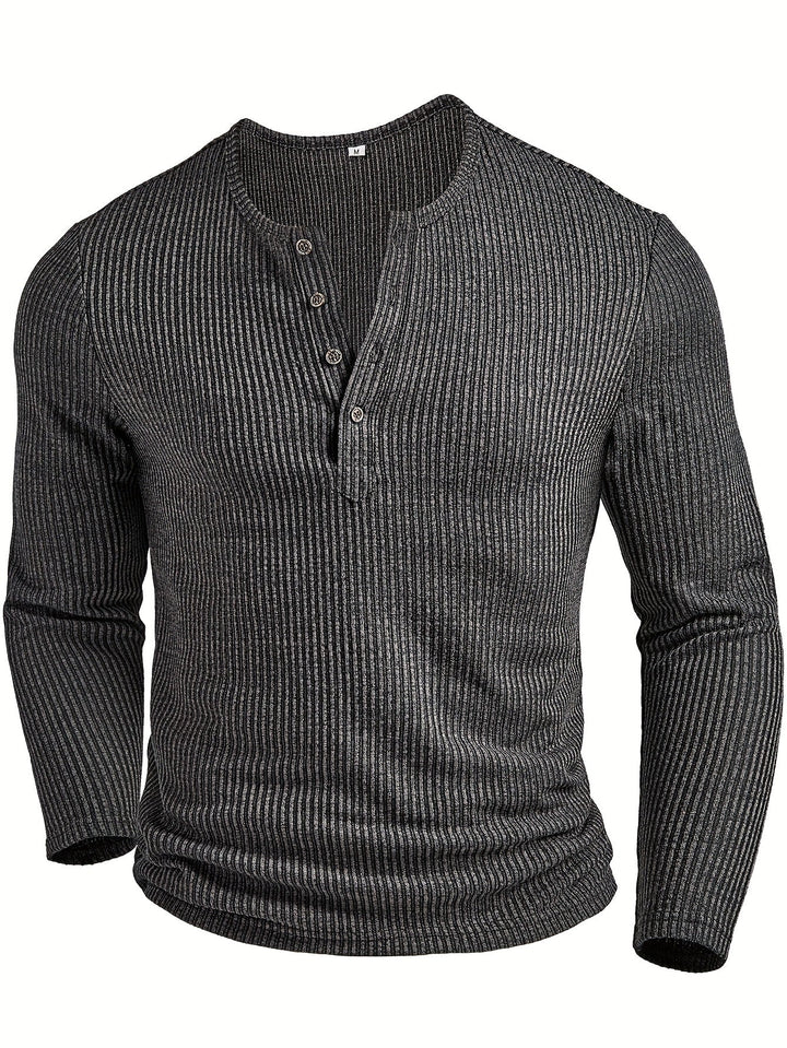 Malcolm | Ribbad långärmad Henley skjorta
