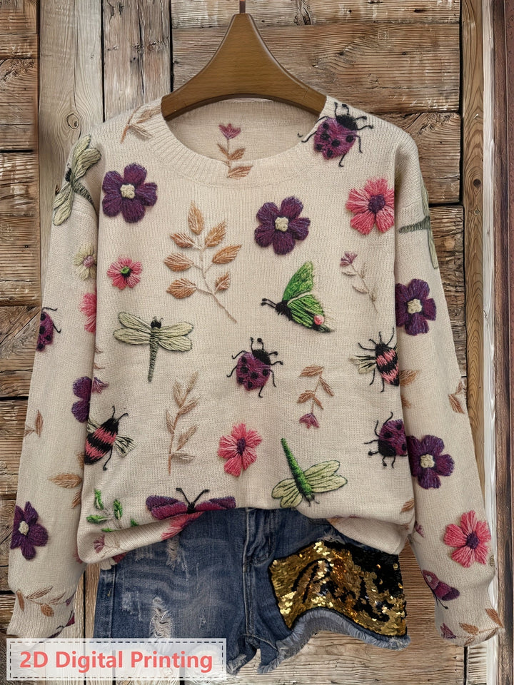 Meredith | Botanisk Tryck Crew Neck Tröja