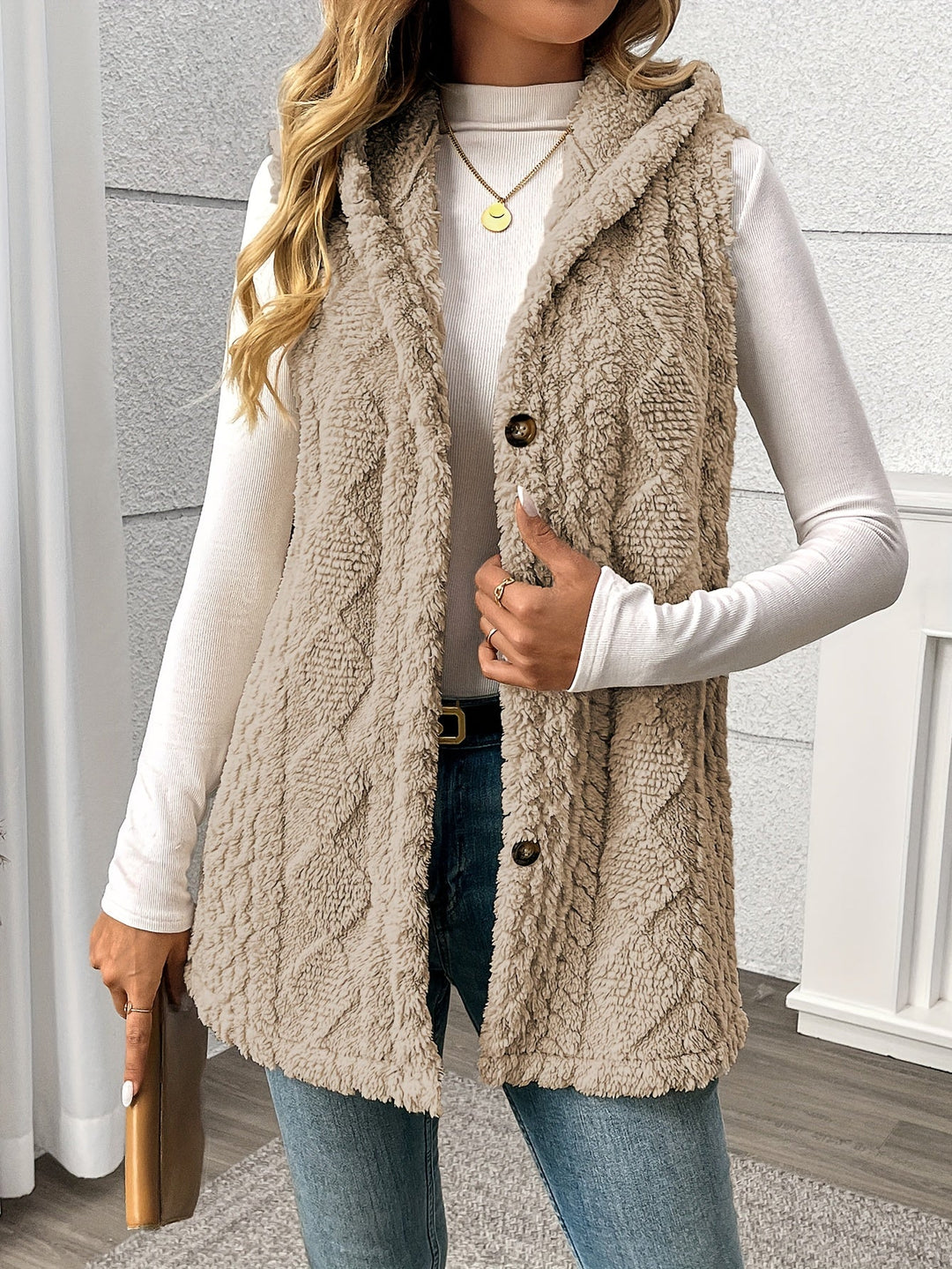 Coralie | Texturerad Hooded Gilet
