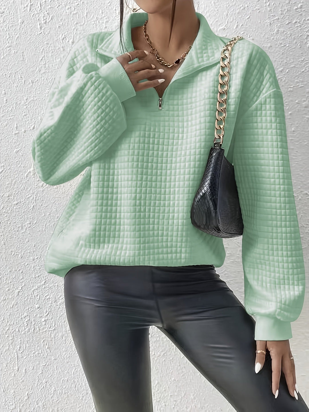 Elodie | Texturerad Kvartdrag Pullover