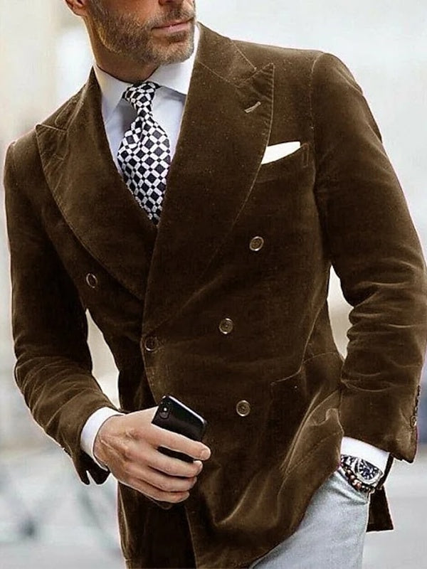 Zain | Sammet Preppy Krage Slim Fit Sex-Knappar Jacka