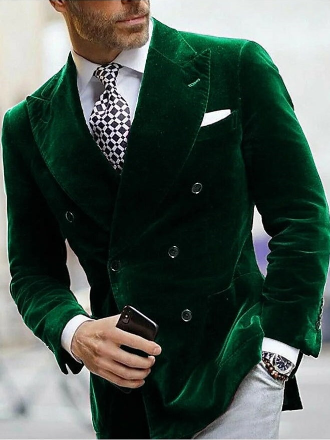 Zain | Sammet Preppy Krage Slim Fit Sex-Knappar Jacka