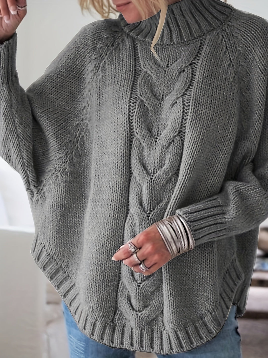 Judith | Kabelstickad Höghalsad Tröja