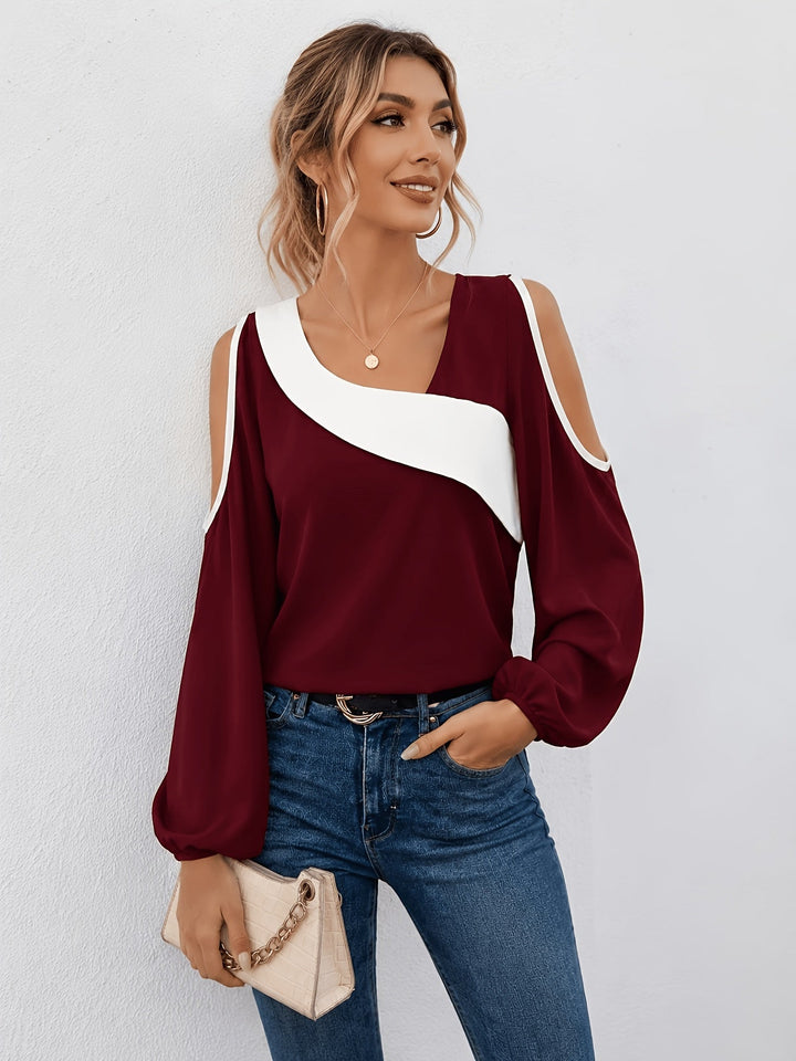 Larissa | Kontrast Cold-Shoulder Blus