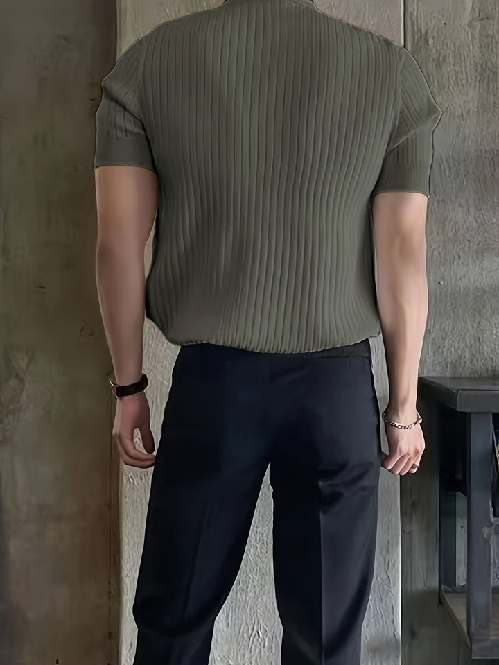 Maxwell | Ribbad Öppen-Krage Polo T-shirt