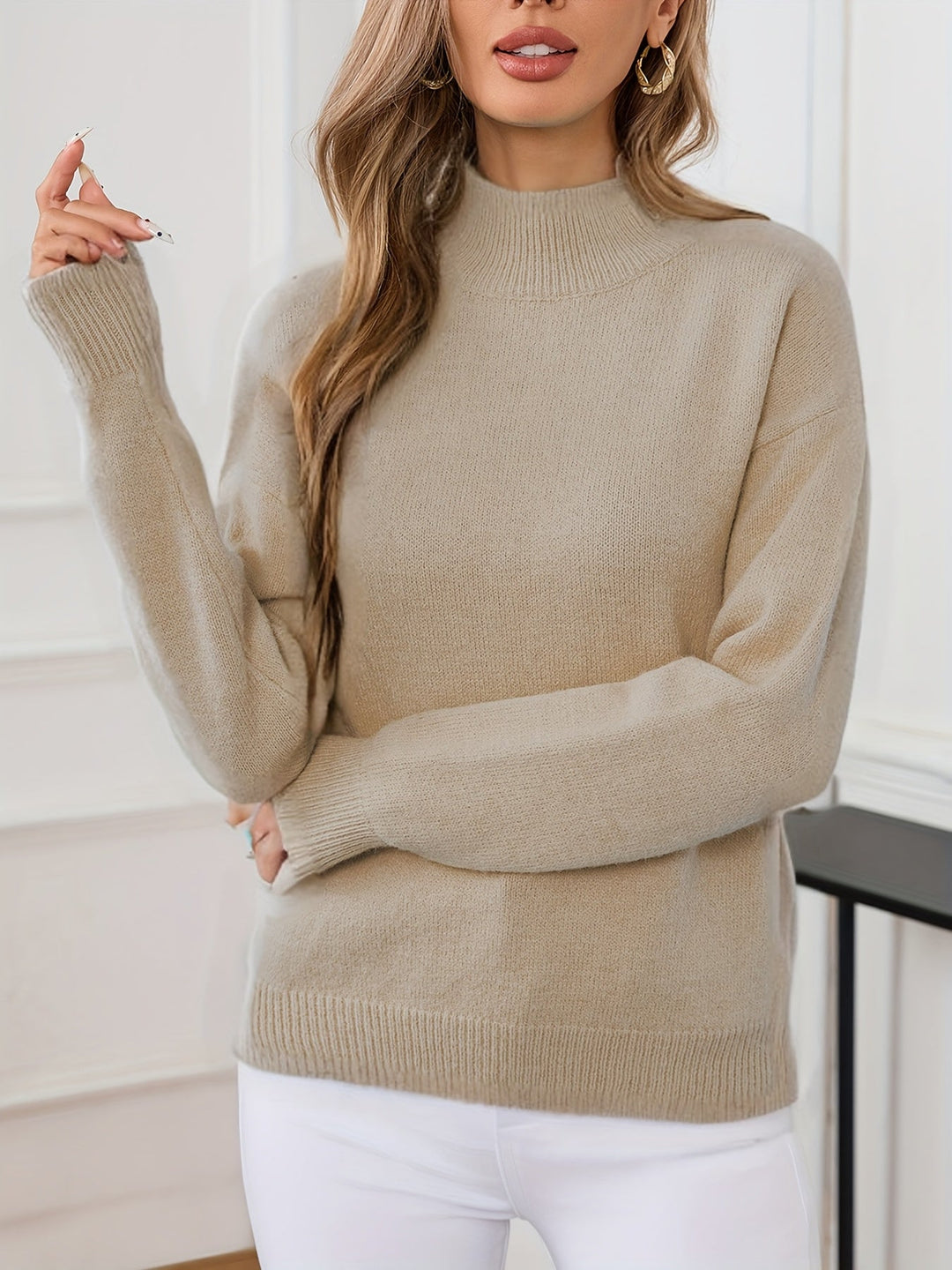 Simone | Avslappnad Mock Neck Jumper