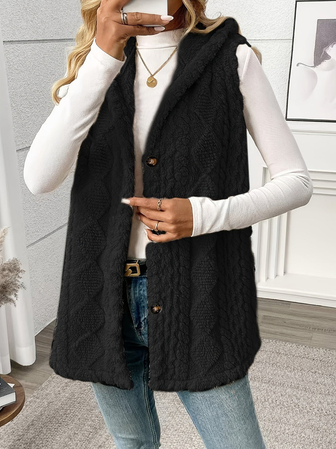 Coralie | Texturerad Hooded Gilet