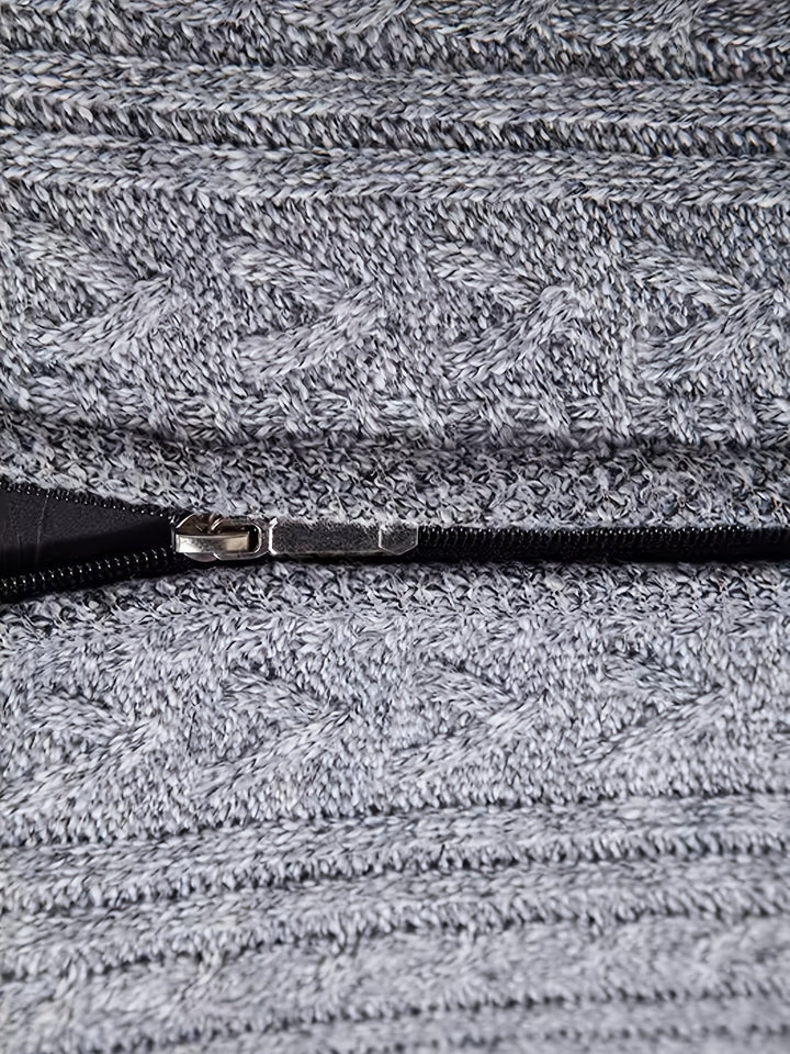 Edmund | Texturerad Ståkrage Zip Cardigan