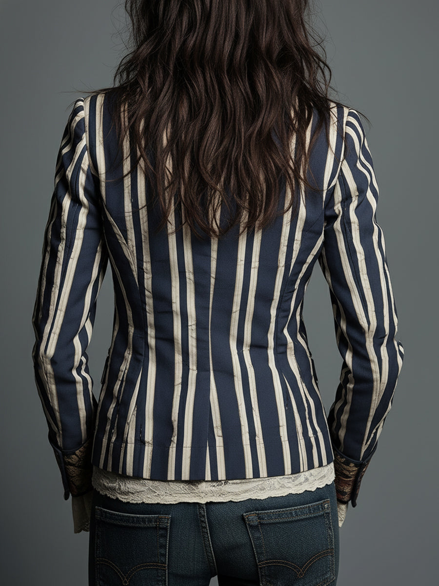 Nina | Klassisk Retro Bohemisk Randig Blazer