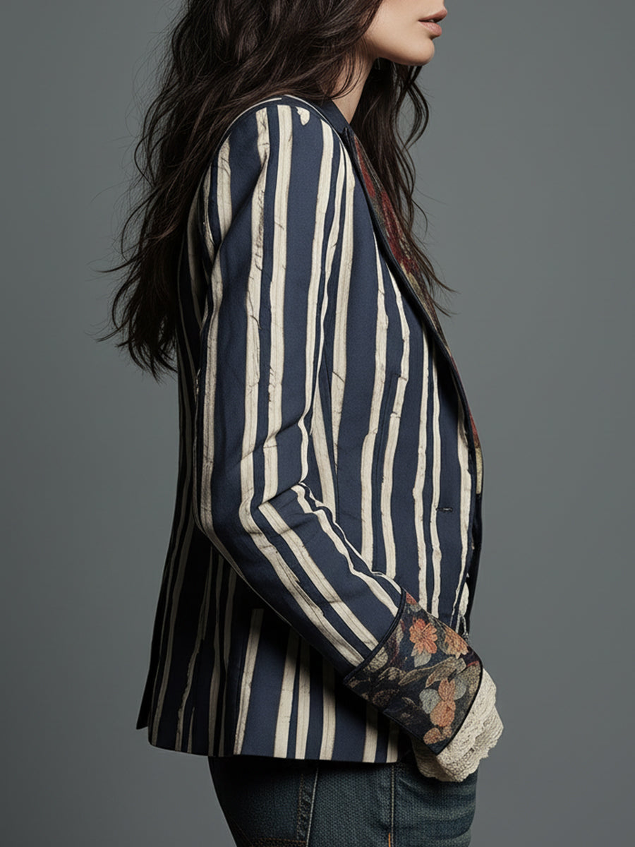Nina | Klassisk Retro Bohemisk Randig Blazer