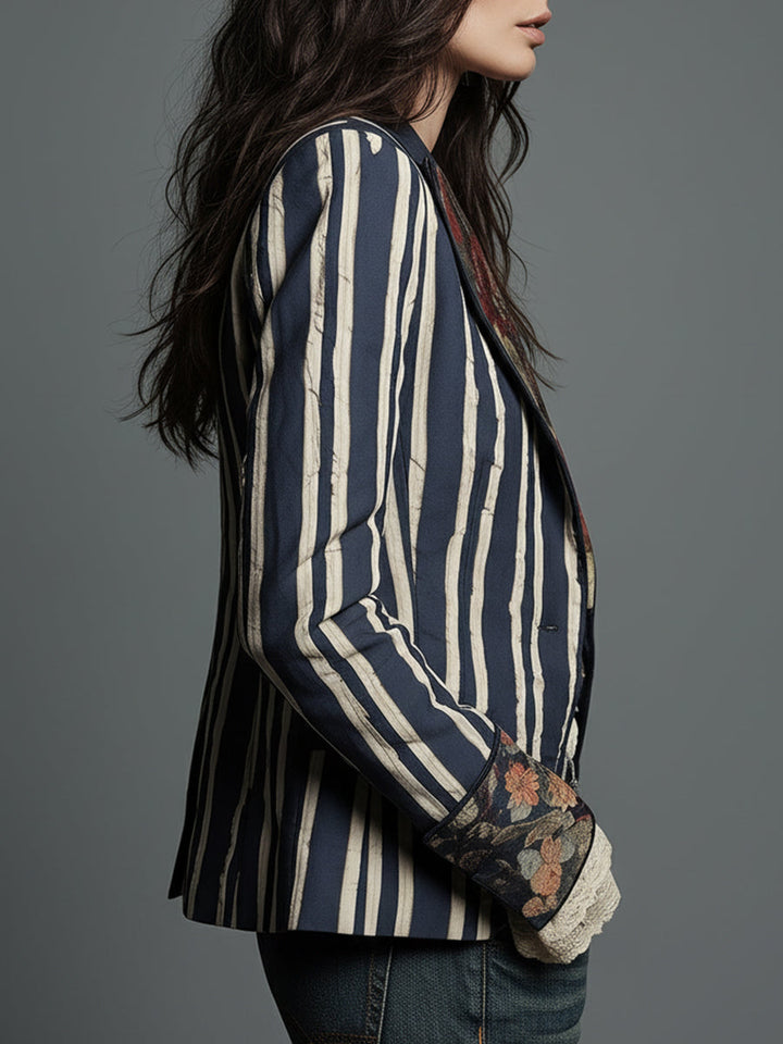 Nina | Klassisk Retro Bohemisk Randig Blazer