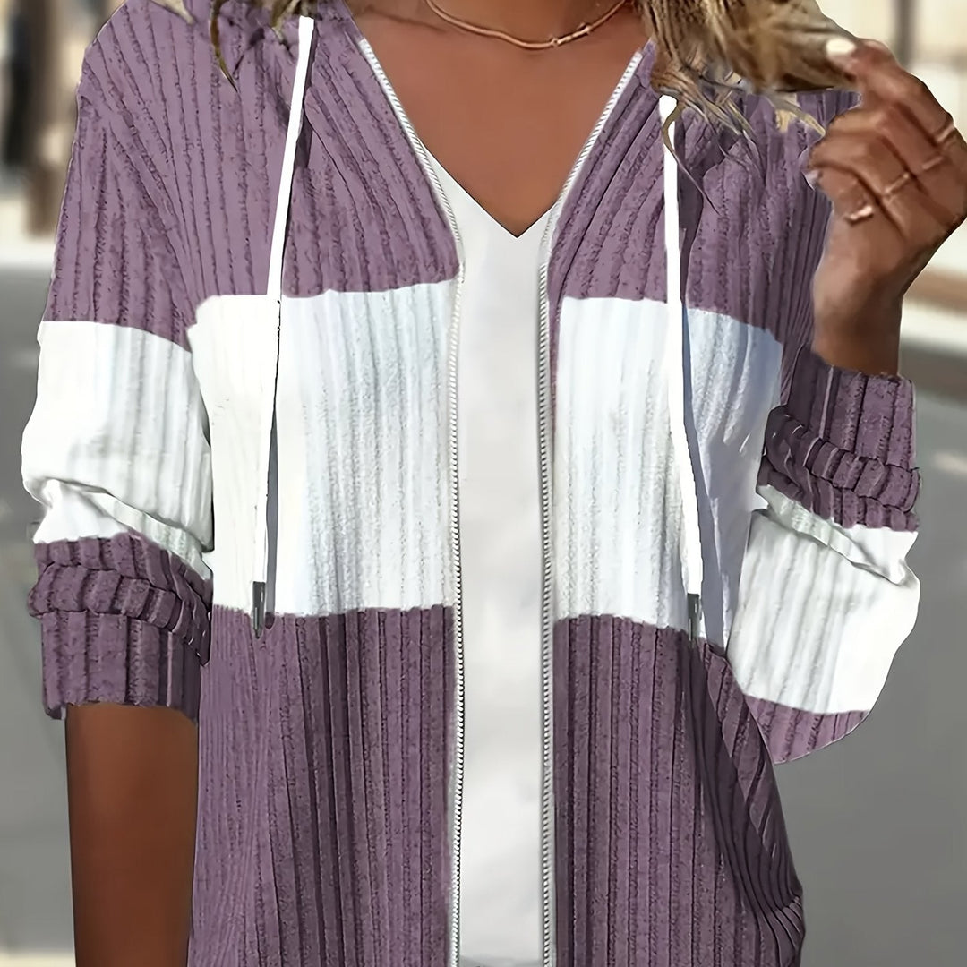 Tamara | Texturerad Huva Zip Jacka