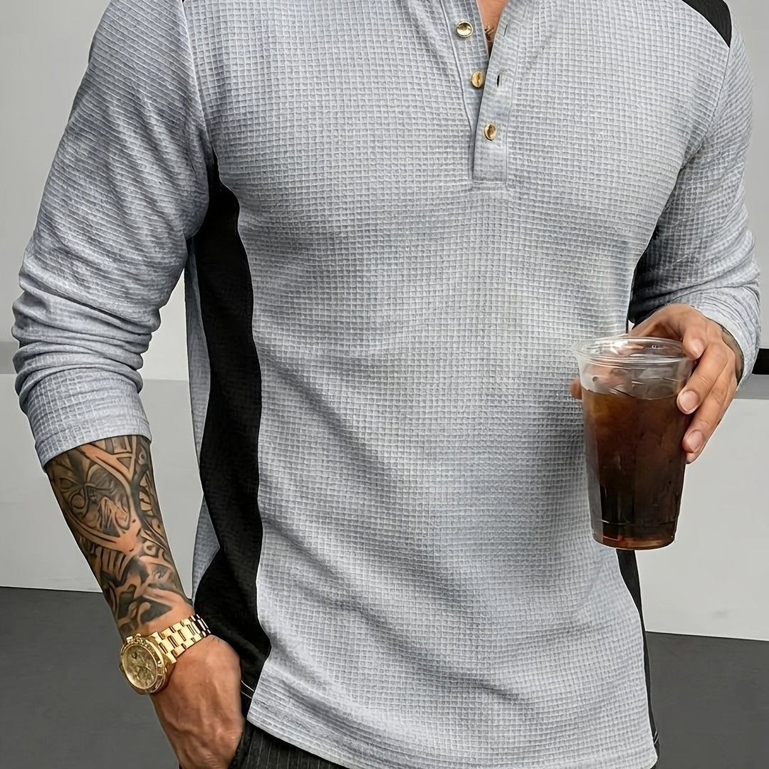 Sawyer | Texturerad Kontrast Henley Skjorta