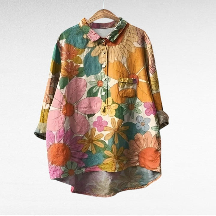 Alodie | Klassisk Blommig Multikolor Blus