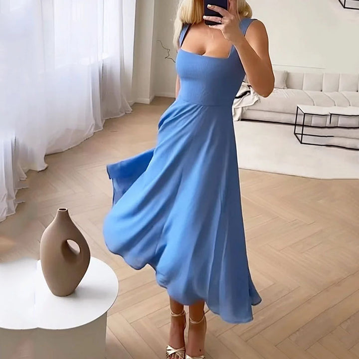 Hannah | Elegant ärmlös fyrkantig midiklänning