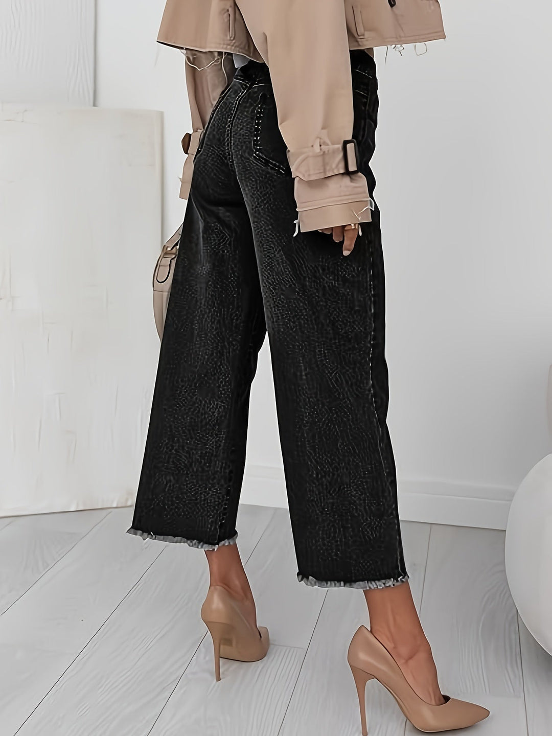 Ramona | Tvättade Cropped Jeans med Rak Ben