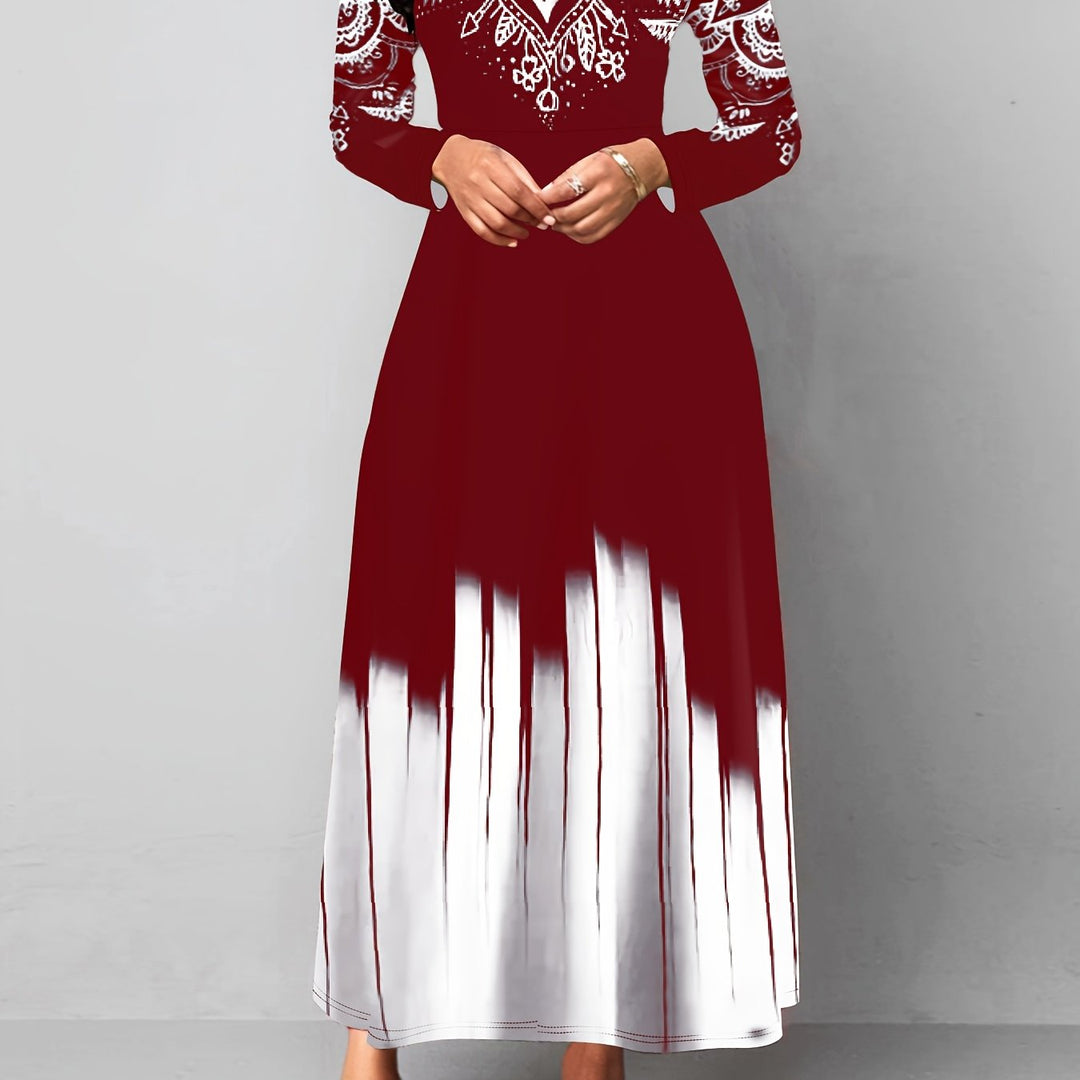 Rosalyn | Ornamental Print A-Line Maxi Klänning