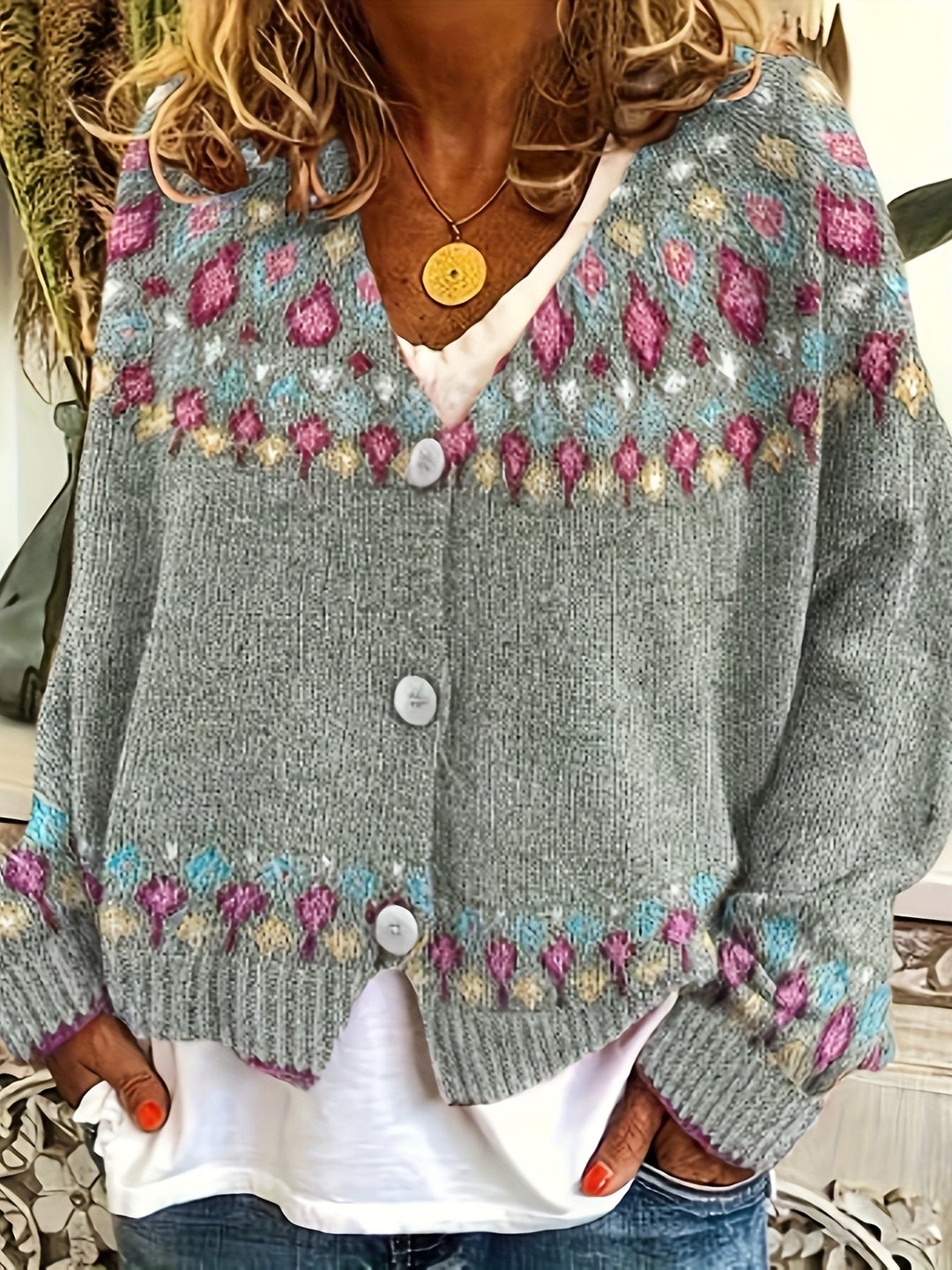 Maribel | Fair Isle Stickad Cardigan