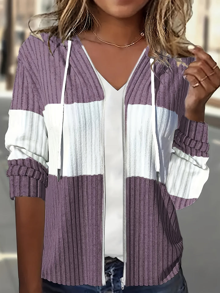 Tamara | Texturerad Huva Zip Jacka