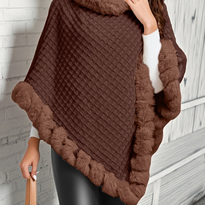 Rosabel | Mysig Poncho med Pälsdetaljer