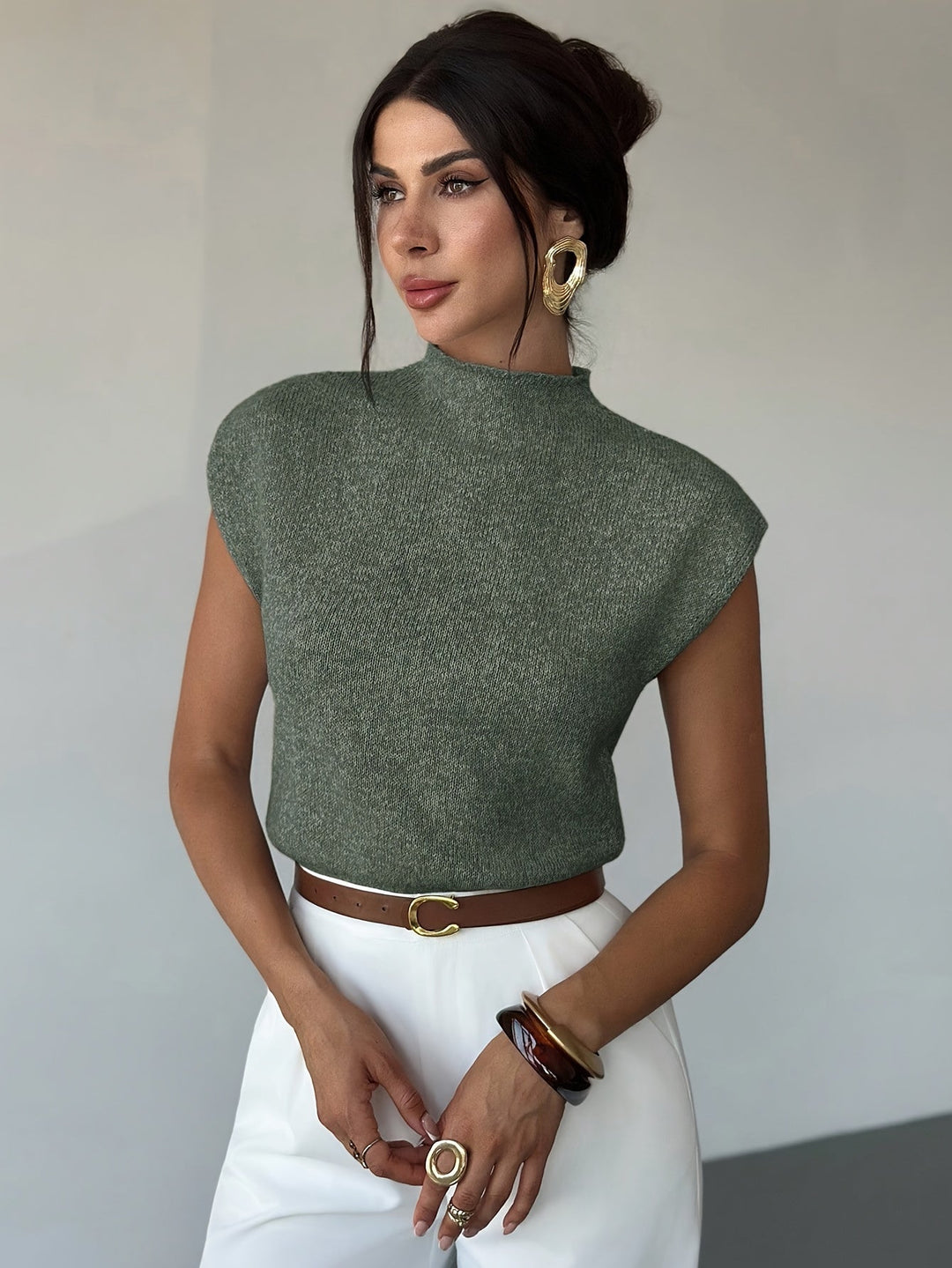 Tamsin | Mock Neck Topp med Kappärmar