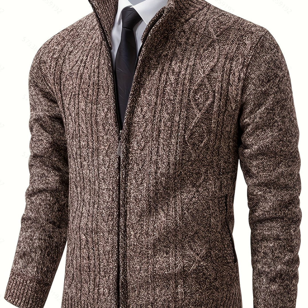 Edmund | Texturerad Ståkrage Zip Cardigan