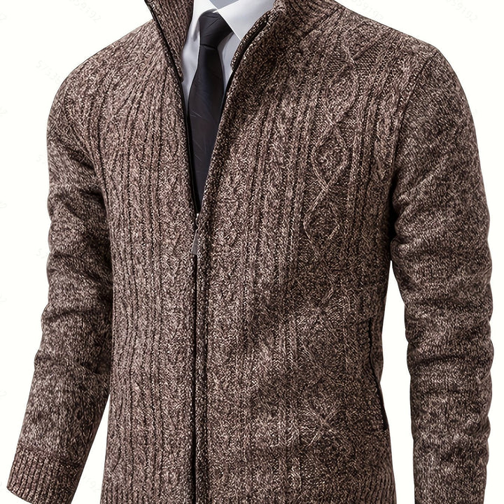 Edmund | Texturerad Ståkrage Zip Cardigan
