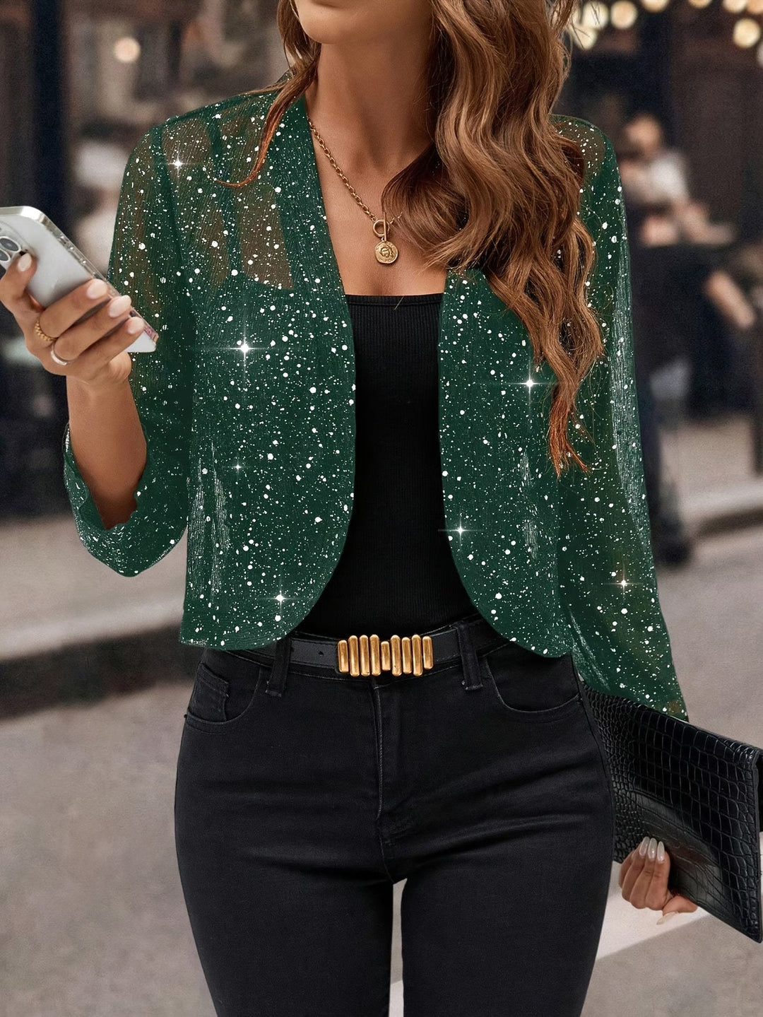 Raina | Stilig Glitter Paillett Cardigan Jacka
