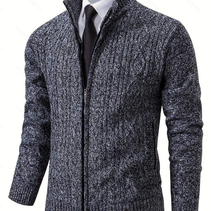 Edmund | Texturerad Ståkrage Zip Cardigan