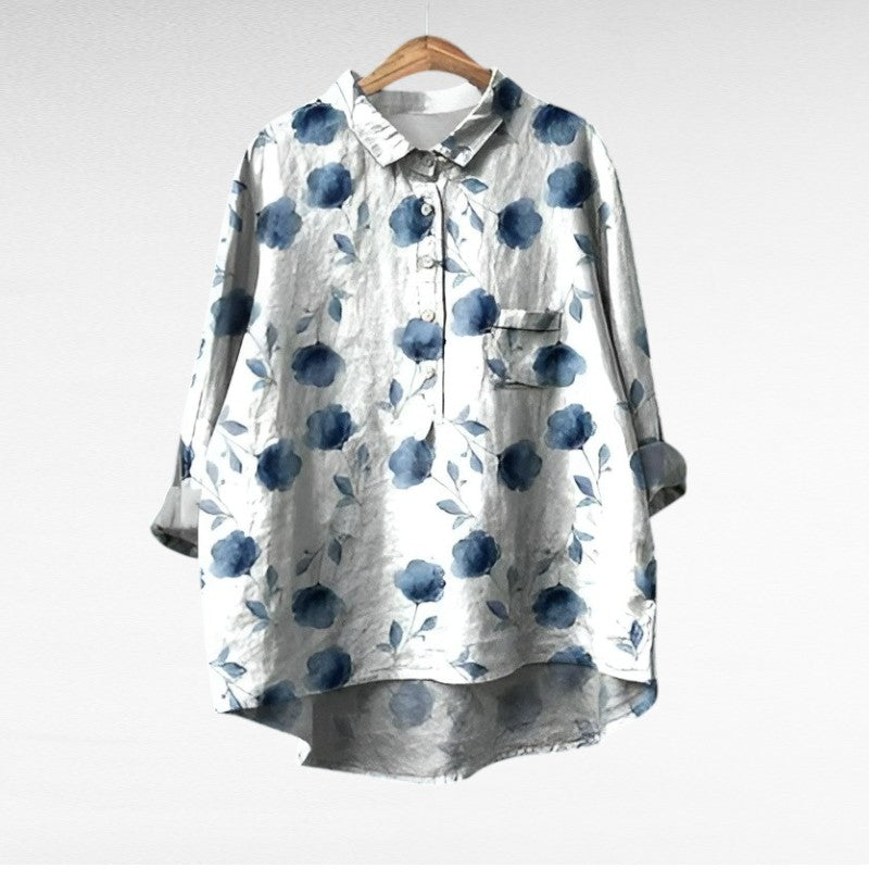 Alodie | Klassisk Blommig Multikolor Blus