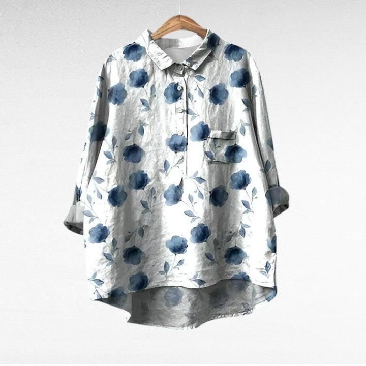 Alodie | Klassisk Blommig Multikolor Blus