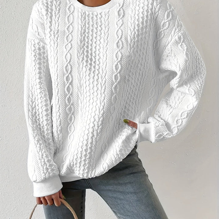 Maisie | Kabeltexturerad Crewneck Sweatshirt