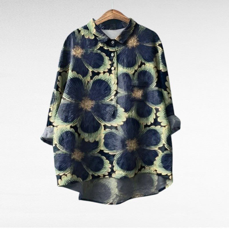 Alodie | Klassisk Blommig Multikolor Blus