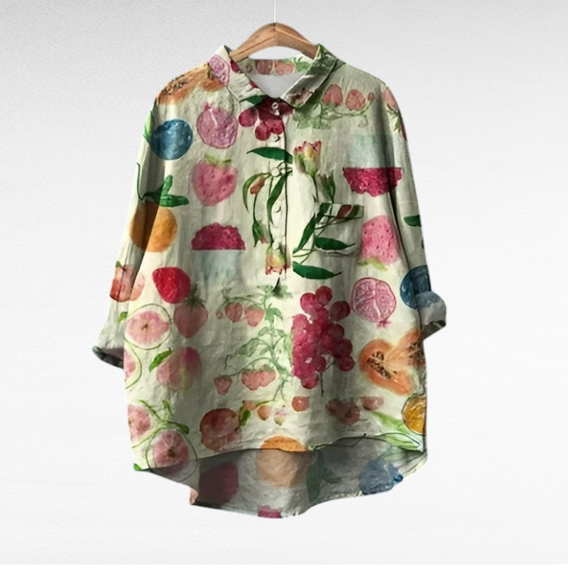 Alodie | Klassisk Blommig Multikolor Blus