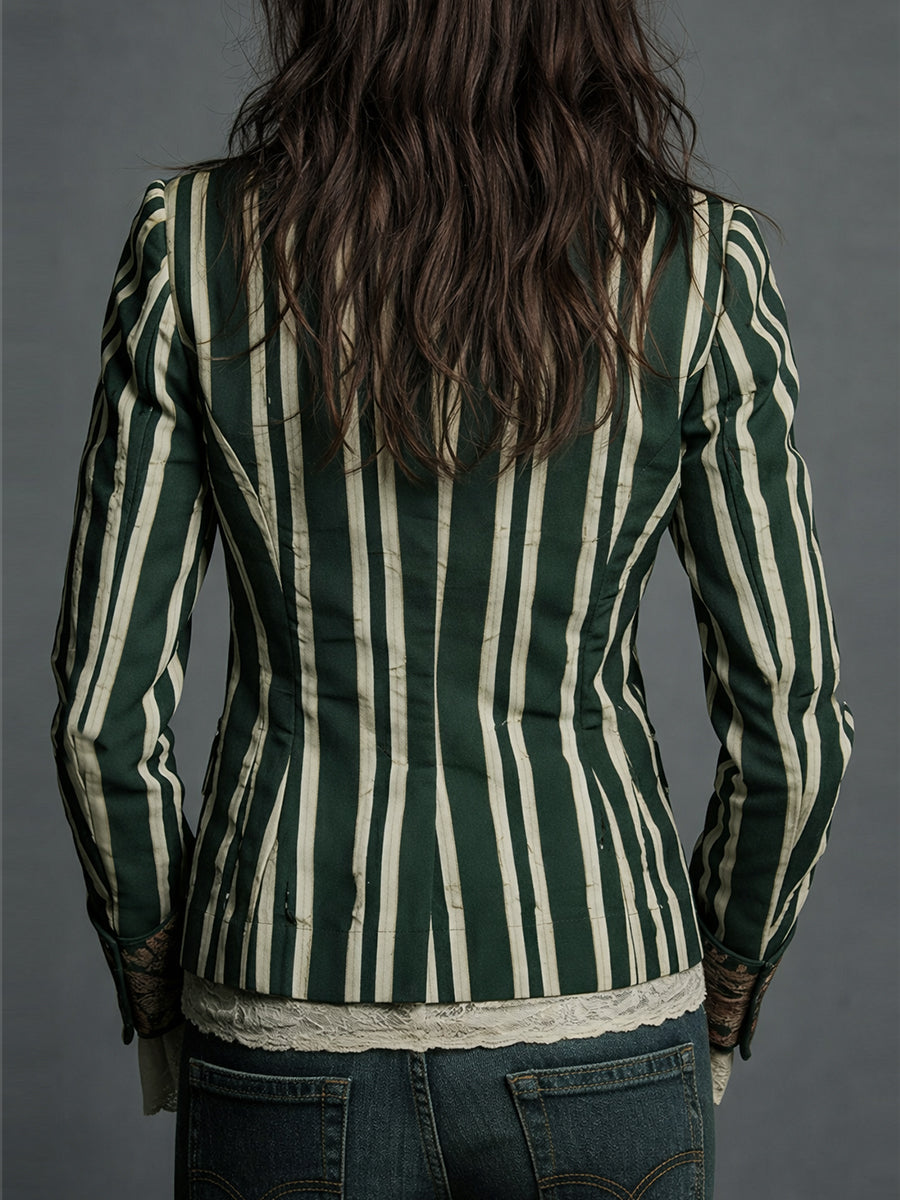 Nina | Klassisk Retro Bohemisk Randig Blazer