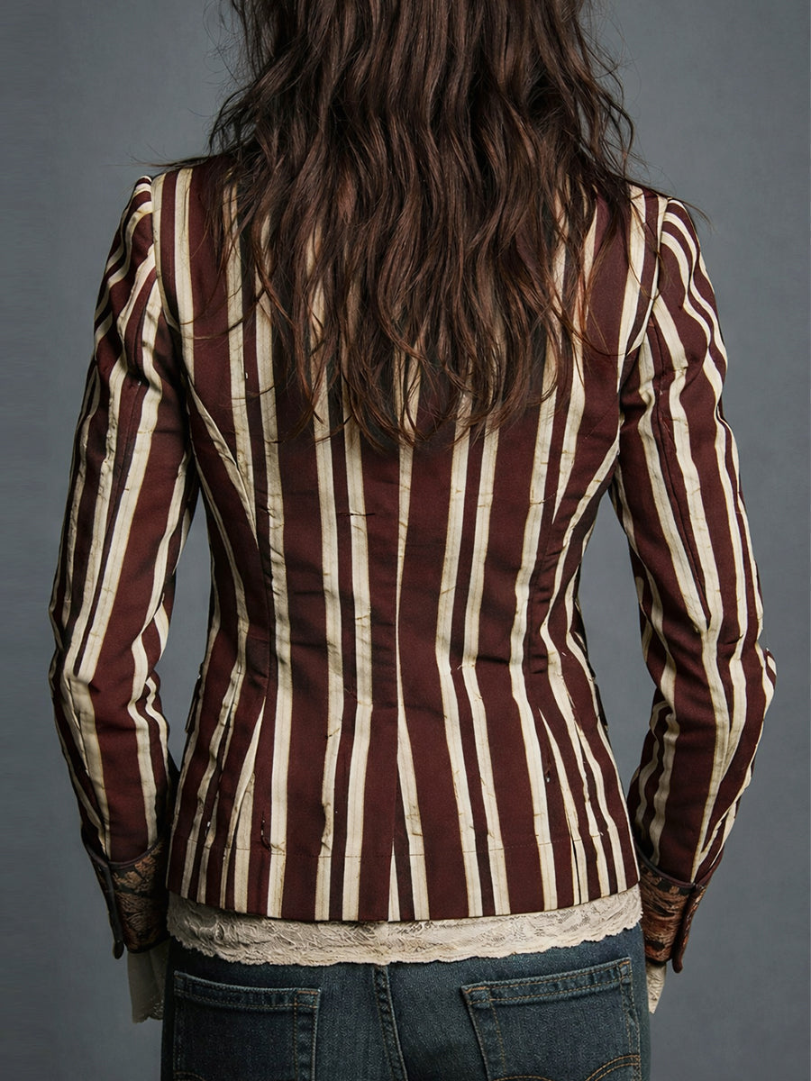 Nina | Klassisk Retro Bohemisk Randig Blazer