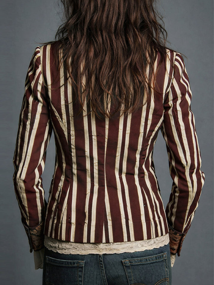 Nina | Klassisk Retro Bohemisk Randig Blazer