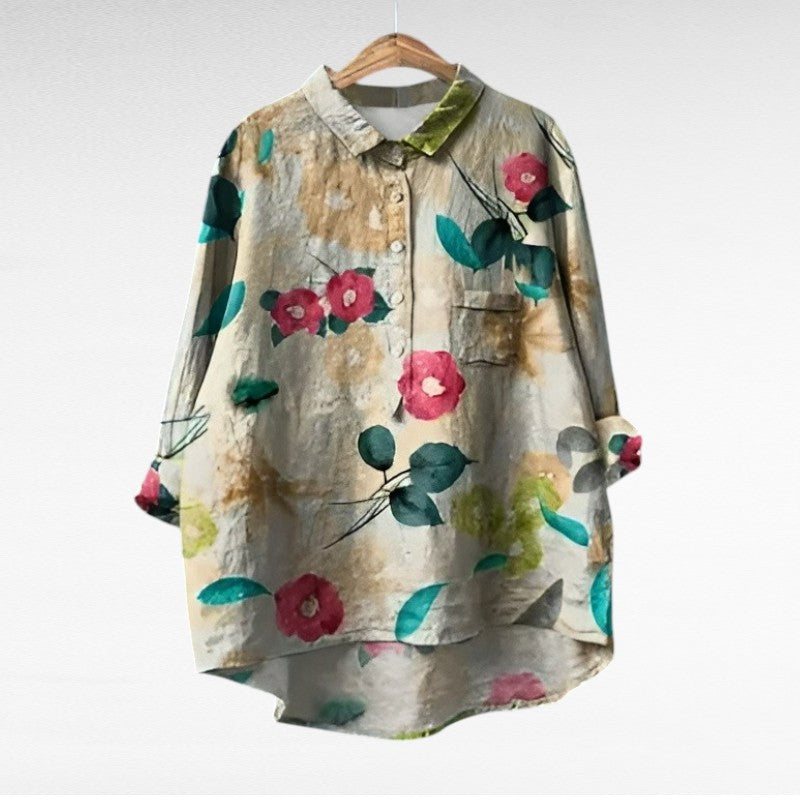 Alodie | Klassisk Blommig Multikolor Blus