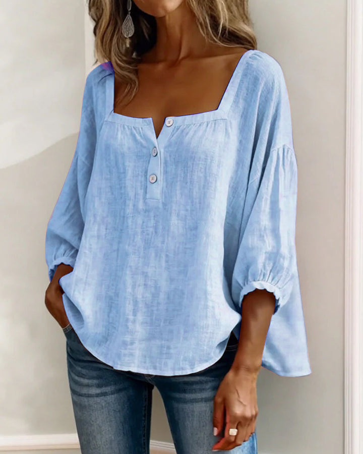 Orlinda | Stilren Avslappnad Puffärmad Blus