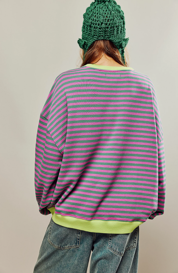 Rosmarin | Randig Rundhalsad Sweatshirt