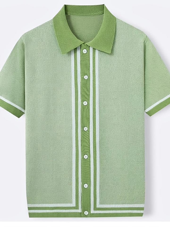 Malcolm | Retro Randig Kortärmad Polotröja
