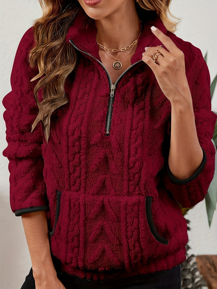 Thea | Texturerad Halv-Zip Pullover