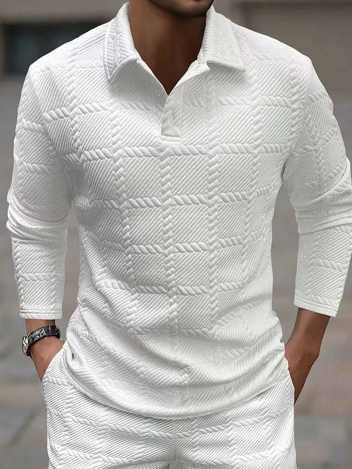 Archer | Klassisk Stickad Jacquard Krage Skjorta
