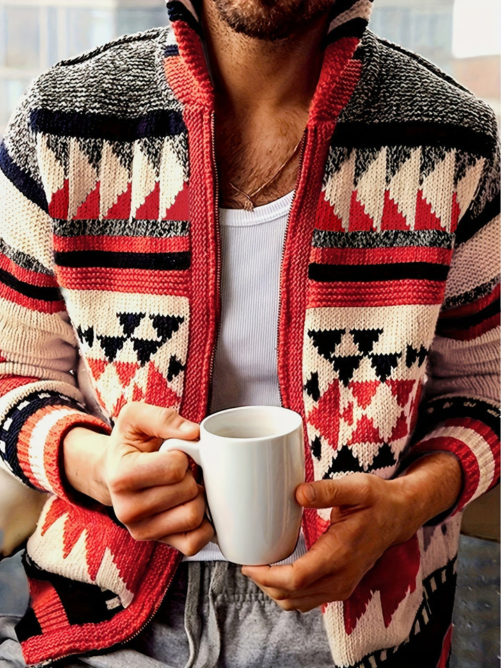 Rylan | Mönstrad Zip-Up Cardigan