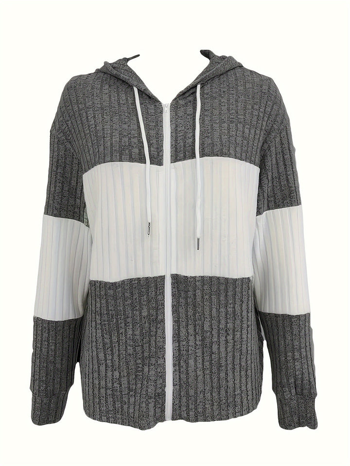 Tamara | Texturerad Huva Zip Jacka