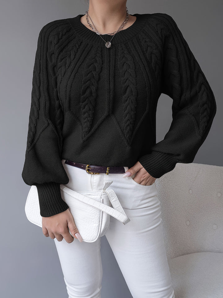 Odette | Kabelstickad Lantern Sleeve Tröja