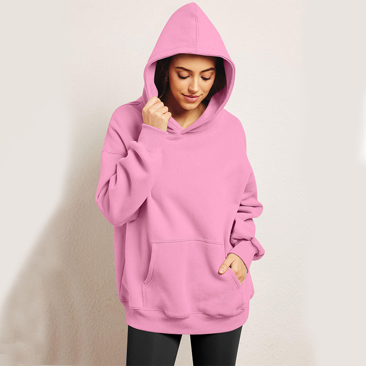 Oversized hoodie med fleece och känguruficka